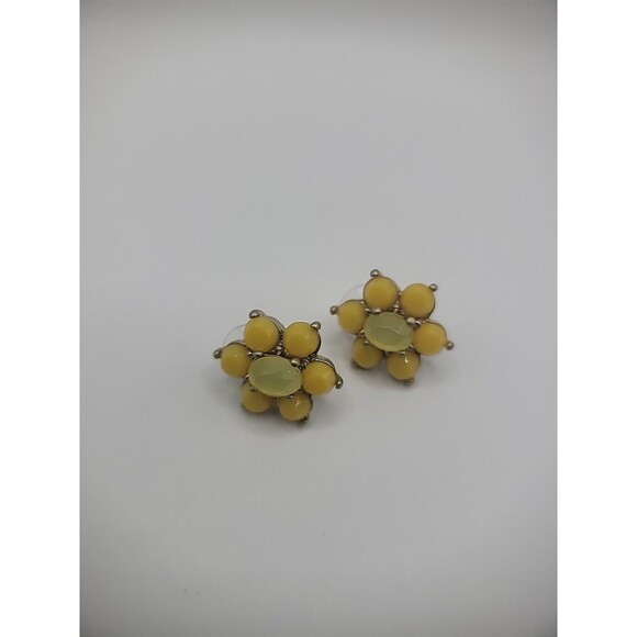 Vintage Earrings Pierced Stud Yellow Flower Jewelry Costume - Picture 9 of 16